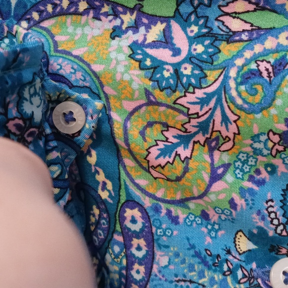 💙Alan Flusser💙 - Blue/Multi Paisley L/S Button Down - Picture 5 of 13